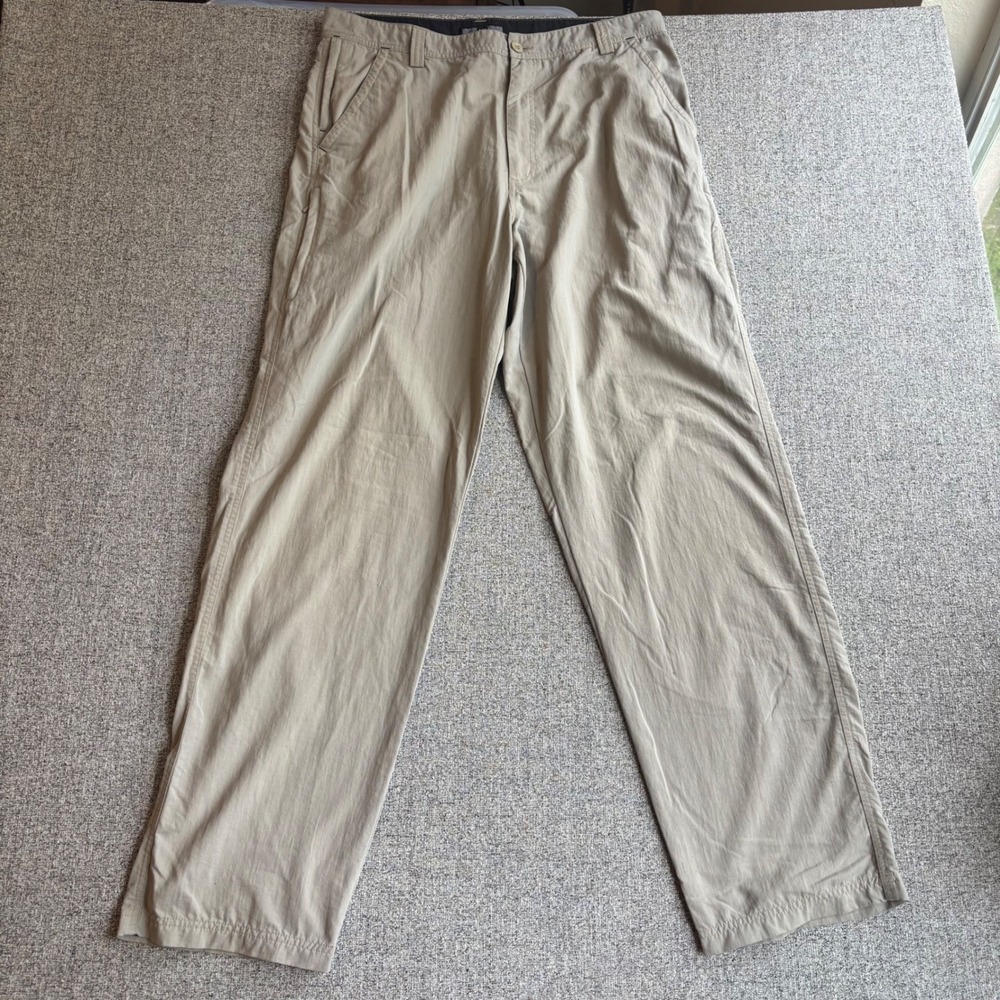 REI Pants Mens 36x34 Hiking Khaki UPF 40+ Lightweight Nylon Straight Leg